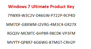 Windows 7 Ultimate 2009 Product Key  32 Bits